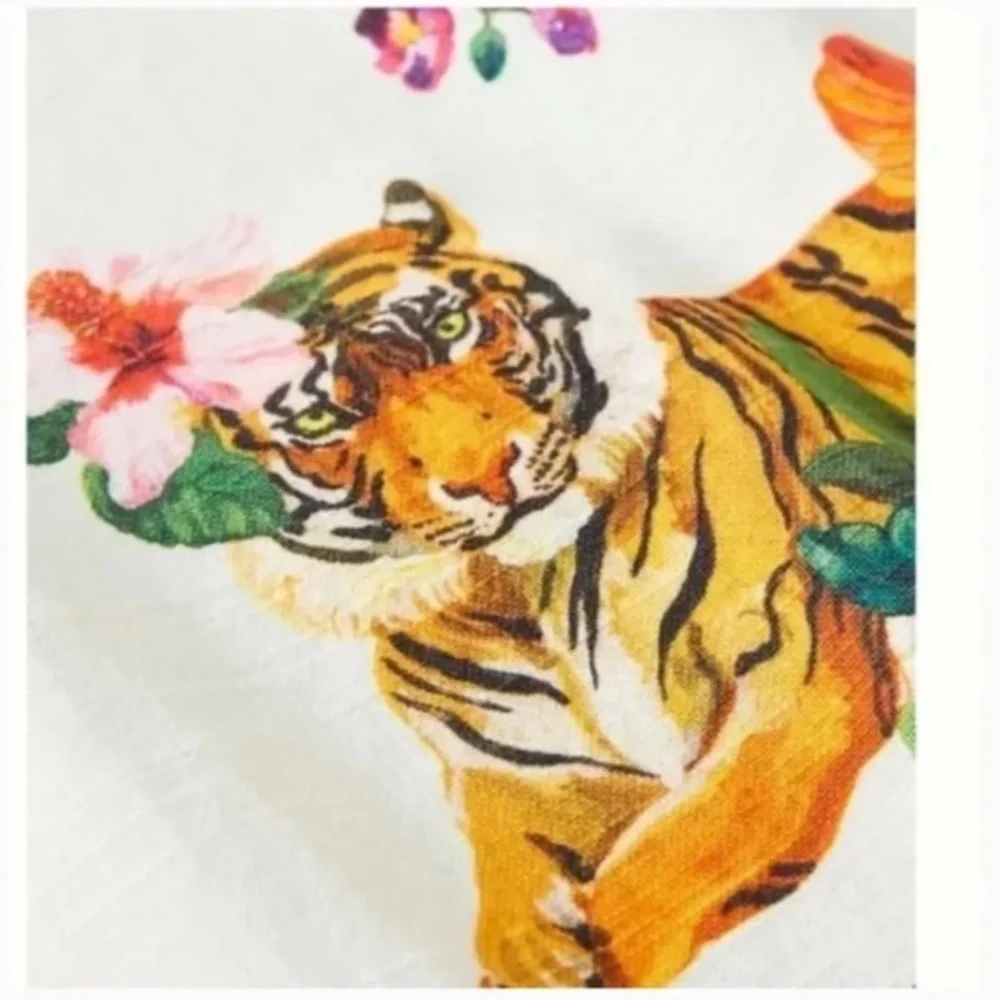 Nathalie Lete Helena Tiger Cat Boho Peasant Hipster Hippie Farm Art Dish Towel